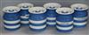 Six Cornishware storage jars H.12.5cm                                                                                                  