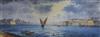 Joseph Galea, oil on canvas board, Valetta Harbour, Malta, signed and dated 1918, 18 x 46in.                                           