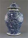 A large Chinese blue and white vase and cover, Kangxi period, H. 42cm, shallow chips to cover                                          