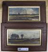 English School c.1900, pair of oils on panel, river landscapes, 4 x 9.5in.                                                             