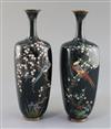 A pair of Japanese silver wire cloisonne enamel vases by Ota Kichisaburo, Meiji period, H. 24.8cm                                      