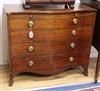 A mahogany serpentine chest of drawers, stamped H Mawerx Stephenson, London W.101cm                                                    