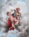 Charles Augustus Henry Lutyens (1829-1915) Reynolds Angels amongst clouds 12 x 10in.                                                   