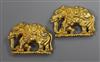 A pair of Indian? yellow metal "elephant" appliques, 33mm.                                                                             