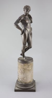 After the Antique, a bronze figure of Apollo?, 19th century, 22.25in.                                                                  