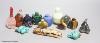 Thirteen mixed Chinese lapis lazuli, turquoise and other carved snuff bottles                                                                                                                                               