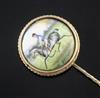 T.E.Shaw (19th C.) a gold mounted enamel tiepin decorated with a horse and jockey 'Steel Grey' 81mm.                                   