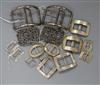 Eight assorted pairs of 19th century and later buckles, including silver and cut steel.                                                