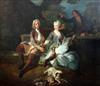 Late 18th century English School A lady and gentleman raising a toast 28 x 32in.                                                       
