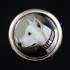 John William Bailey-(active 1860-1910) a gold mounted enamel brooch inset with a portrait of a bull terrier dia. 38mm.                 