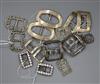 Eight assorted pairs of 19th century and later buckles including silver and paste set white metal.                                     