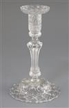 A pedestal stem glass candlestick, circa 1740, H 21.5cm                                                                                