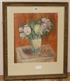 Rowland Suddaby, oil on card, still life of flowers in a vase, signed, 17 x 15in.                                                      