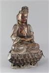 A large Chinese lacquered bronze seated figure of Guanyin, H. 35cm                                                                     