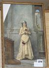 A. Buzzi, watercolour, woman reading in a church, signed, 37 x 23cm                                                                    