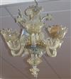 A Venetian opalescent glass six branch chandelier                                                                                      