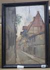 F. Genutat, oil on canvas board, "Altre Gasse - Frankfurt", signed and dated 1897, 46 x 31cm                                           