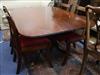 A Regency breakfast table and four Regency style mahogany dining chairs W.142cm                                                        