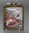 An early 19th century enamel plaque decorated with a still life of fruit 11.5 x 9.5cm                                                  