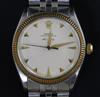 A gentleman's 1950's? stainless steel and gold Rolex Oyster Perpetual Air King wrist watch,                                            