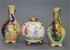 A pair of Royal Worcester blush vases and a figurative vase                                                                            