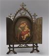 A late 19th century German porcelain plaque decorated with the Madonna & child, ormolu casement frame H.29cm.                          