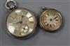 A Victorian silver pocket watch and an 800 white metal fob watch.                                                                      