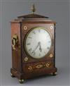 A Regency brass inset mahogany mantel timepiece, H.15.25in.                                                                            