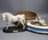 A Doulton silicon Lambeth planter, A Royal Doulton ‘Spirit of Freedom’ horse and a figural porcelain casket                                                                                                                 