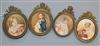 Four early 20th century French oil on ivory miniatures; Napoleon and Josephine, Edward VII and The King of Rome, 9 x 7cm approx.       