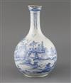 A rare Bristol delft ware bottle vase, mid 18th century, possibly Redcliffe Back pottery, H. 24cm                                      