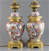 A pair of Imari vases ormolu mounted as lamps, H. 17.5in. to fitting                                                                   