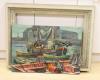 Paul Holmes, oil on board, Fishing boats in harbour, signed and dated 1951, 56 x 81cm                                                                                                                                       