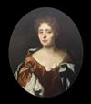 Early 18th century English School Portrait of a lady, by repute a member of the Thompson family, 29 x 23.5in.                          