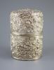 A cased late 19th/early 20th century American S.Kirk & Son Co. embossed sterling silver cylindrical scent canister                                                                                                          