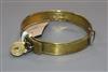 A 19th century brass dog collar with padlock and key diameter 9cm                                                                      