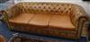 An early 20th century tan leather buttoned Chesterfield settee L.214cm                                                                 