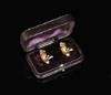 A pair of Victorian 18ct gold owl on a branch dress studs, each holding a mouse in its beak                                                                                                                                 