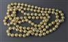 A single strand cultured pearl necklace, 114cm.                                                                                        