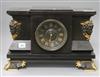 A Victorian black slate mantel clock with bronze masks length 41cm                                                                     