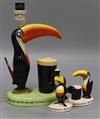 A Carlton ware Guinness advertising toucan lamp base and two similar figures lamp height 29cm                                          