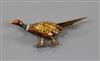 A yellow metal and polychrome enamel pheasant brooch, 48mm.                                                                            