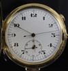 A 19th century Swiss 18k gold hunter minute repeating chronograph pocket watch,                                                        