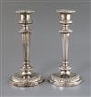 A pair of George IV silver candlesticks, Matthew Boulton, Birmingham 1825, 23.2cm.                                                     