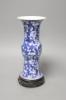 A Chinese blue and white porcelain vase, circa 1900, with Kangxi mark, total height 28.5cm                                                                                                                                  