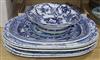 A set of five 19th century blue and white pottery meat dishes and other blue and white pottery                                         