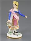 A Rockingham porcelain figure of a Continental peasant woman Paysanne de St. Angelo, c.1830, H.20cm, left arm re-stuck                 