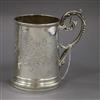 A mid Victorian silver engraved christening mug.                                                                                       