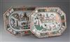 A pair of Chinese export famille verte canted rectangular meat dishes, Kangxi period, 36cm long                                        