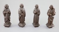 Four English oak figures of Evangelists, three possibly c.1425-50, one a 19th century copy, from Romsey Abbey? 19cm high Provenance - A